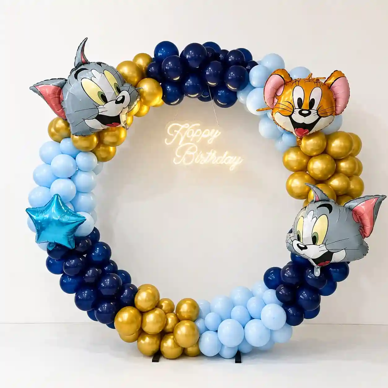 Royal Blue & Gold Tom & Jerry Birthday Setup